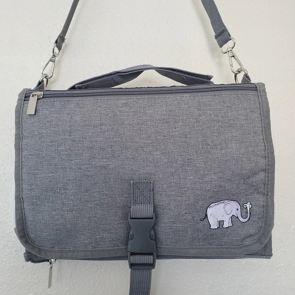 Portable Diaper Changing Pad with Built-in Head Cushion,Newborn Baby Gray